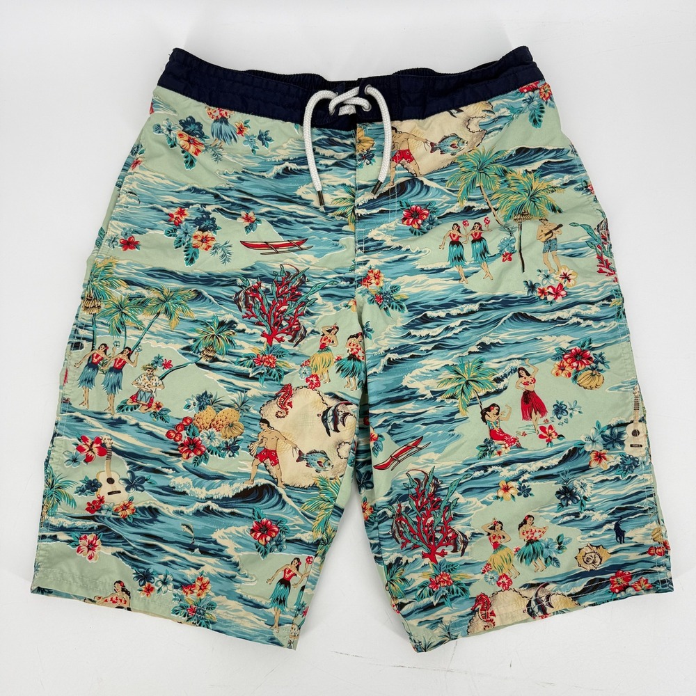 Polo Ralph Lauren Boy's Luau Hawaiian Floral Swim Trunks Youth XL 18-20